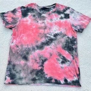 Dinosaur Brontosaurus Pink and Gray Tie-Dye T-Shirt